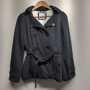 Altar'd State Trench Coat Jacket Women Size M Gray Front Buttons Outerwear